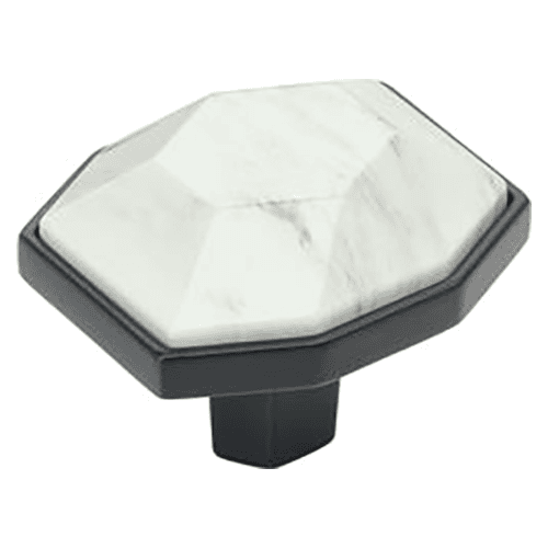 1-5/8" Carrione Rectangle Knob, Marble White/Black Bronze