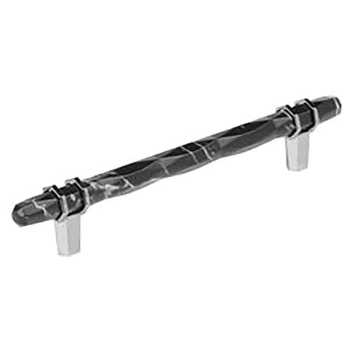 6-5/16" Carrione Cabinet Pull, Marble Black/Polished Chrome