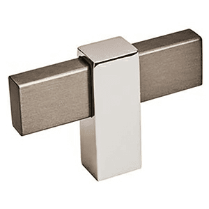 2-3/8" Mulino Cabinet T-Knob, Black Brushed Nickel/Polished Chrome