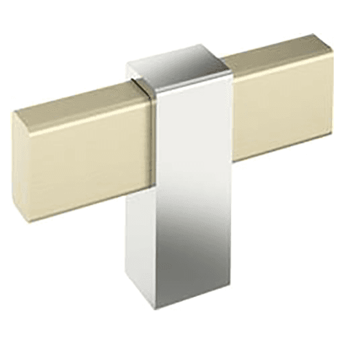 2-3/8" Mulino T-Handle Knob, Golden Champagne/Polished Chrome