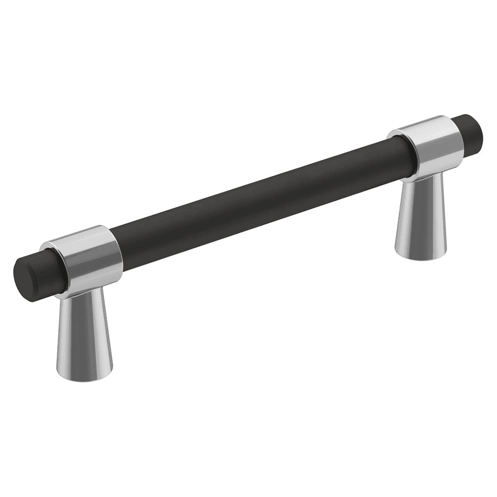 96mm Mergence Bar Pull, Matte Black/Polished Chrome