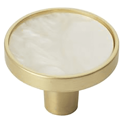 1-1/4" Accents Cabinet Knob, Gold/Mother of Pearl