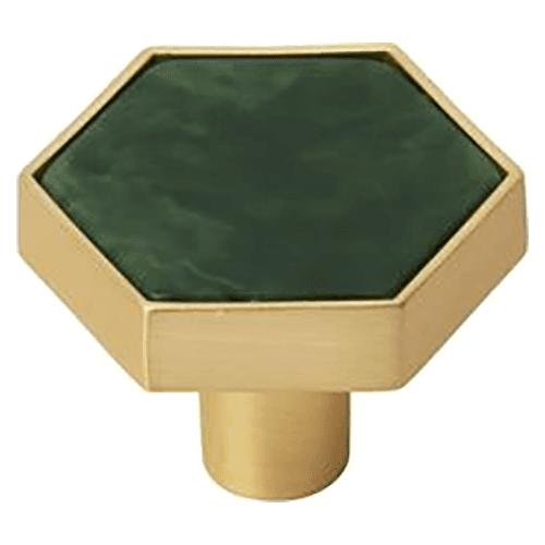 1-5/16" Accents Cabinet Knob, Gold/Emerald Green