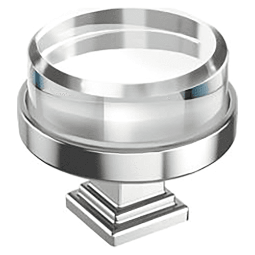 1-1/2" Glacio Premium Round Cabinet Knob, Clear/Chrome