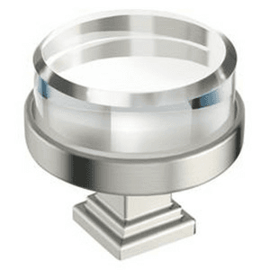 1-1/2" Glacio Premium Round Cabinet Knob, Clear/Satin Nickel