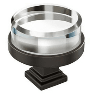 1-1/2" Glacio Premium Round Cabinet Knob, Clear/Oil-Rubbed Bronze