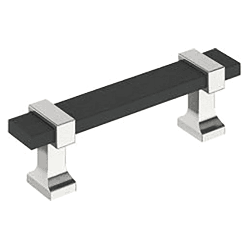 3" Ovaerton Cabinet Pull, Matte Black/Polished Chrome