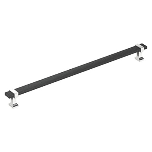 12-5/8" Ovaerton Cabinet Pull, Matte Black/Polished Chrome