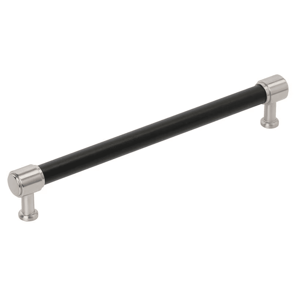 305mm Fairlane Appliance Pull, Black Leather/Satin Nickel