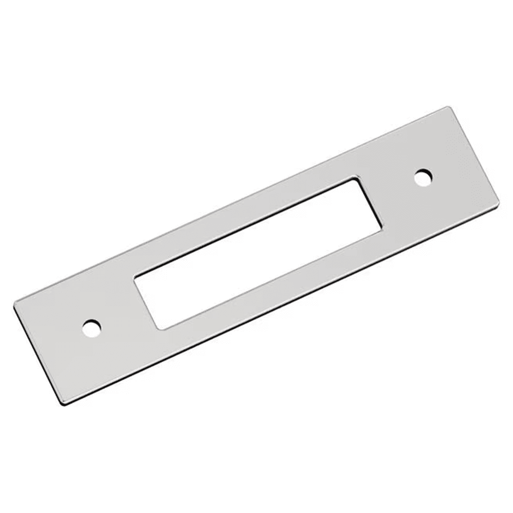 96mm Medora Rectangle Cabinet Pull Backplate, Polished Chrome
