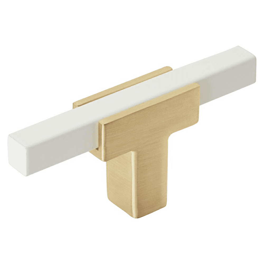 2-5/8" Urbanite T-Handle Knob, Brushed Gold/White