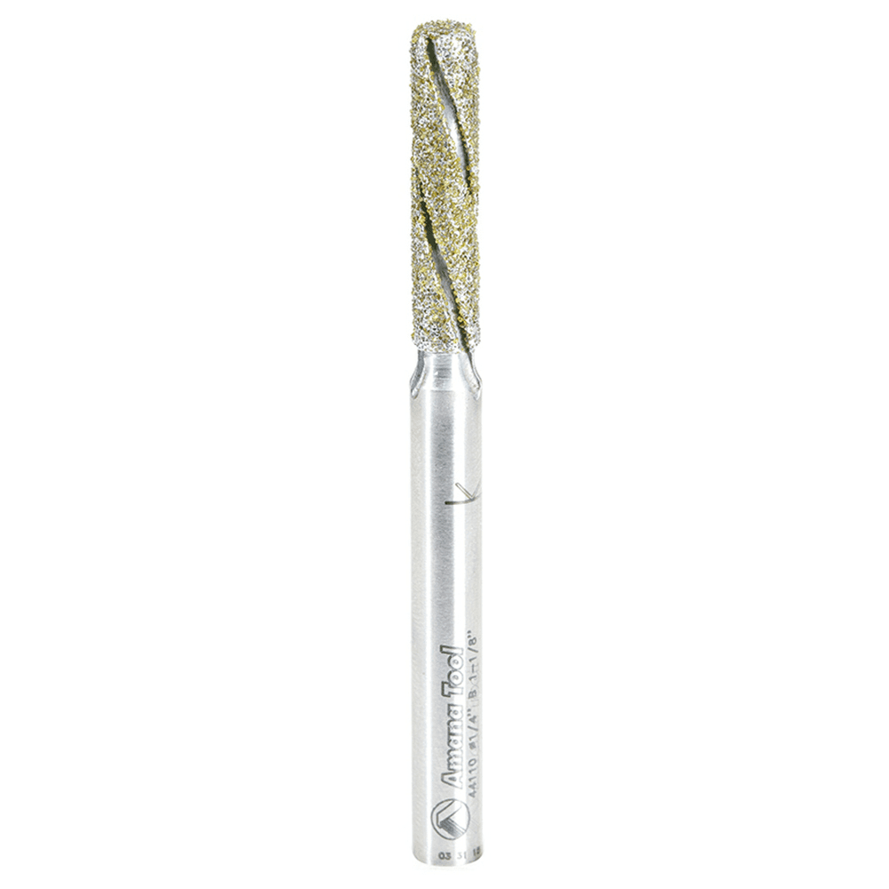 1/4" x 3" x 1-1/8" Down-Cut End Mill Coated/Electro-Plated Diamonds Straight Plunge Bit, 3-Flute, 1/4" Shank