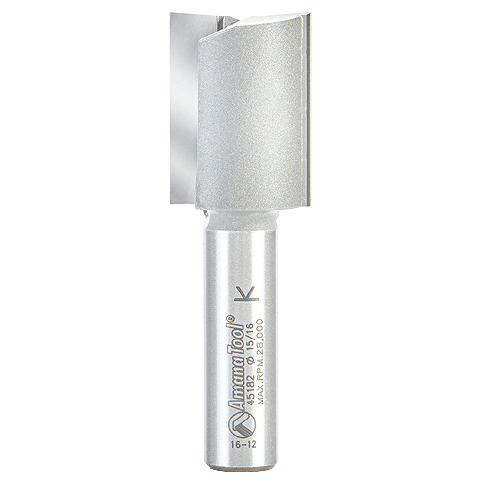 15/16" x 3" High Production Straight Plunge Router Bit, 2-Flute, 1/2" Shank