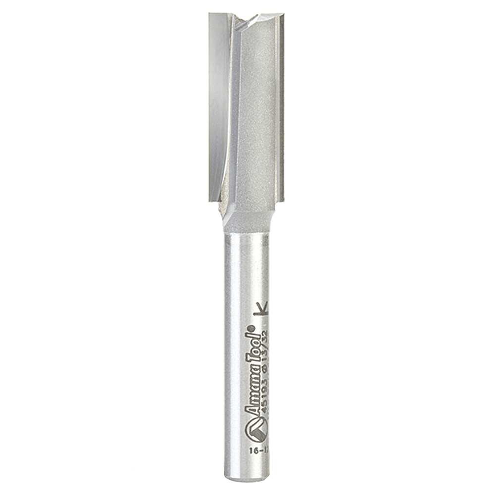 13/32" x 2-1/2" High Production Straight Plunge Router Bit, 2-Flute, 1/4" Shank