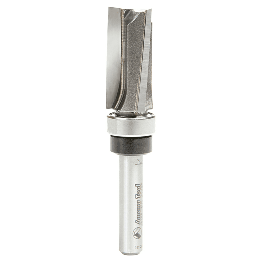 1/2" x 2-1/2" Up Shear Flush Trim Plunge Template Router Bit with Upper Ball Bearing, 3-Flute, 1/4" Shank