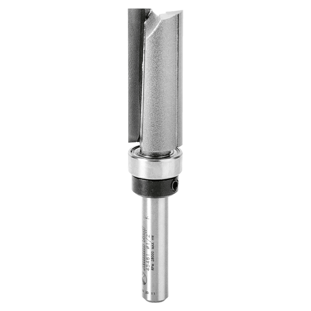 1/2" x 2-3/4" Flush Trim Plunge Template Router Bit with Upper Ball Bearing, 2-Flute, 1/4" Shank