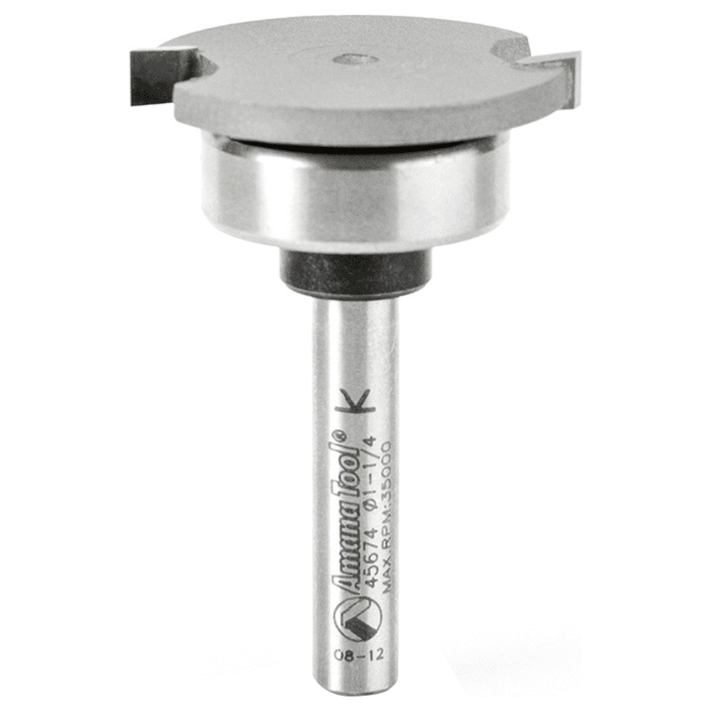 1-1/4" x 1-7/8" Straight Dedicated Cutter Flooring Bit with Upper Ball Bearing, 2-Flute, 1/4" Shank