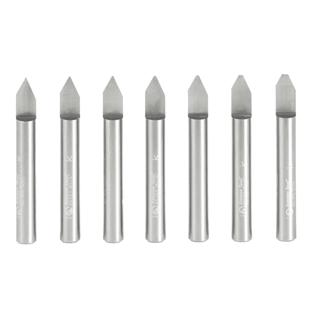 2" 7-Piece Engraving Router Bit Set, 1/4" Shank