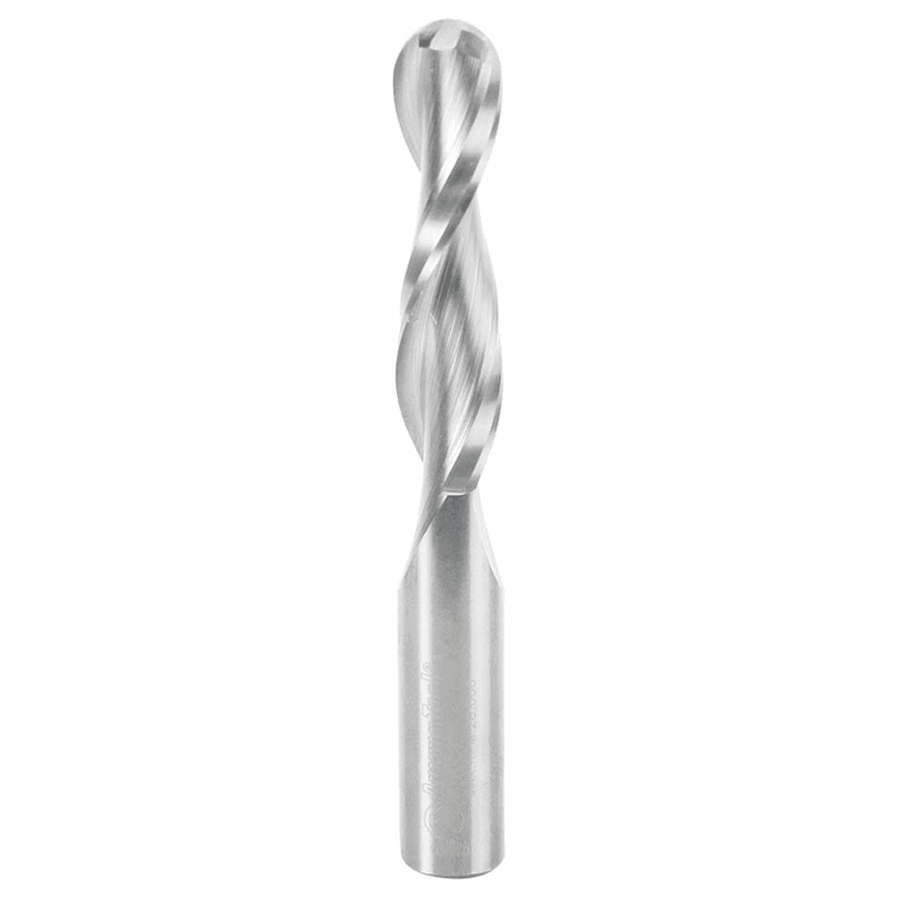 1/2" x 4" Up-Cut Ball Nose Spiral Router Bit, 2-Flute, 1/2" Shank