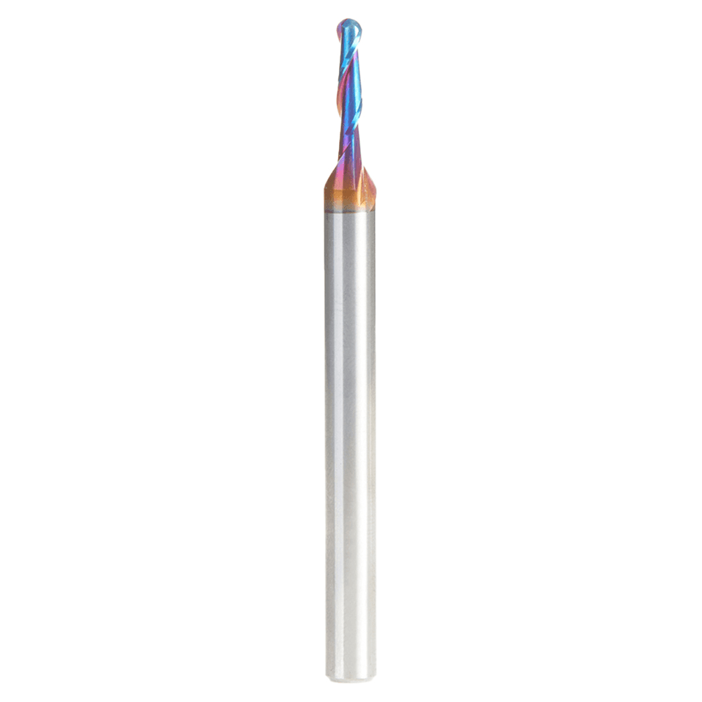 1/8" x 3" Solid Carbide Spektra Extreme Tool Life Coated Up-Cut Ball Nose Spiral Router Bit, 2-Flute, 1/4" Shank