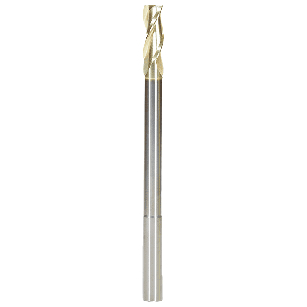 1/2" Dia x 1-1/4" Extra Long CNC 2D/3D Carving Flat Bottom 0.10° Angle Solid Carbide Router Bit, 3 Flute, 1/2" Shank