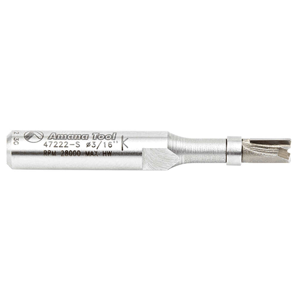 3/16" x 1-3/4" Miniature Flush Trim Plunge Template with Upper Ball Bearing, 2-Flute, 1/4" Shank
