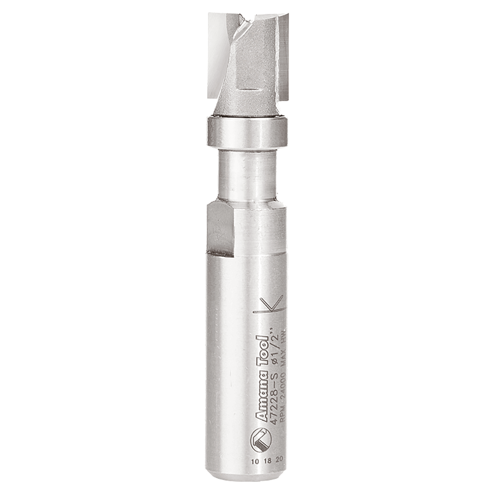 1/2" Dia x 1/2" Carbide Tipped Flush Trim Plunge Template, 1/2" Shank with Upper Ball Bearing Router Bit