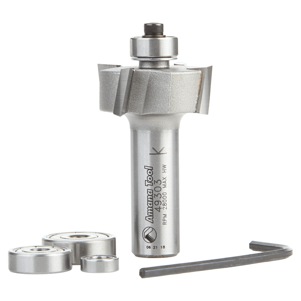 1-1/4" Dia x 1/2" Multi-Rabbet Four Different Rabbet Bit, 1/2" Shank, 4 Flute, Up-Shear