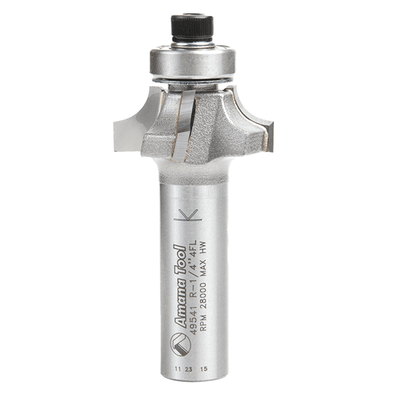 1-1/8" x 1/4" Radius Corner Rounding/Beading Router Bit, 4-Flute, 1/2" Shank