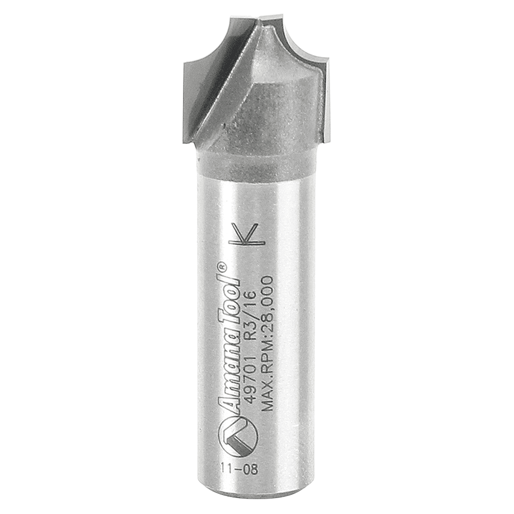 5/8" x 3/16" Radius Plunging Round Over Bit, 2-Flute, 1/2" Shank