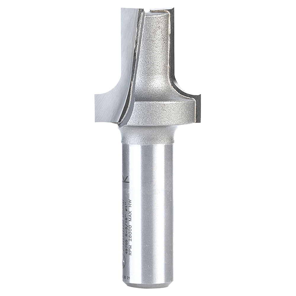 1" Dia x 1-3/32" Carbide Tipped Plunging Round Over 3/16" Radius, 1/2" Shank