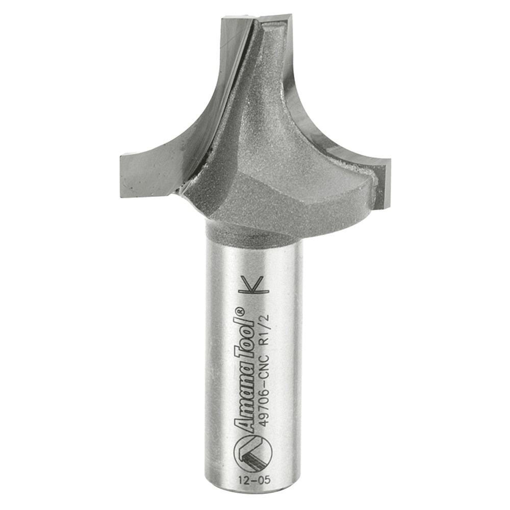 1-3/8" x 1/2" Radius CNC Plunging Round Over Bit, 2-Flute, 1/2" Shank