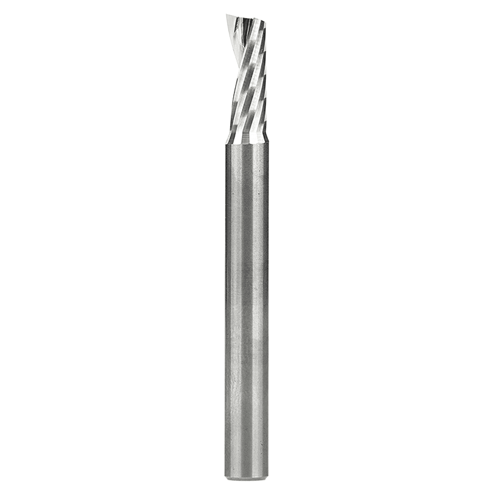 1/4" Dia x 5/8" Solid Carbide CNC Spiral 'O' Single Flute, Aluminum Cutting, 1/4" Shank, 2-1/2" Long Up-Cut Router Bit