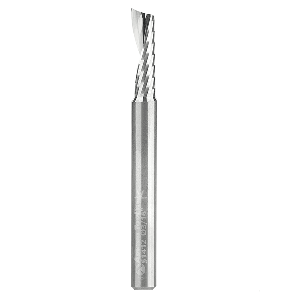 3/16" x 2" Up-Cut 'O' Plastic Cutting CNC Spiral Router Bit, 1-Flute, 3/16" Shank