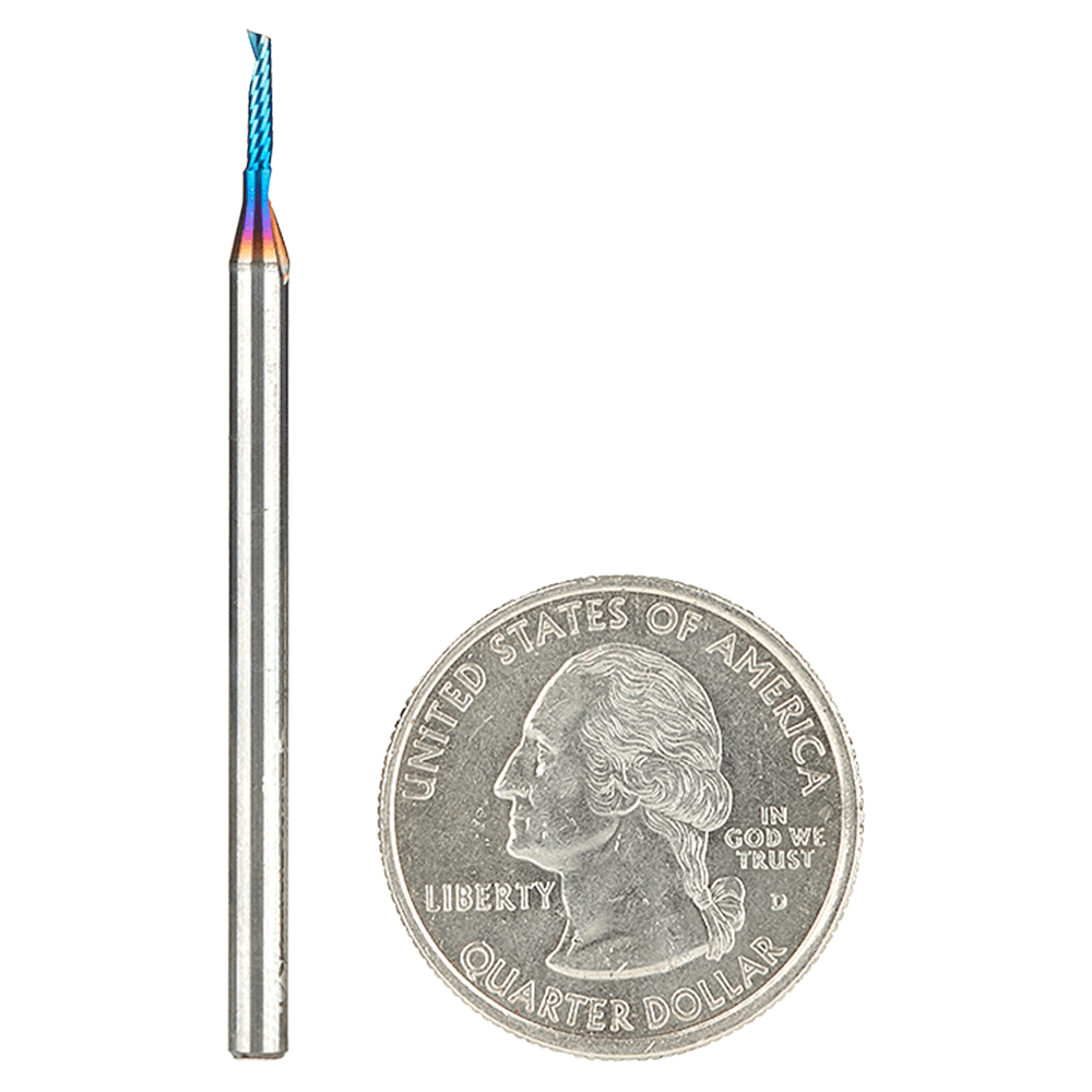 1/16" x 1/4" Spektra Extreme Tool Life Coated Up-Cut 'O' Plastic Cutting CNC Spiral Router Bit, 1-Flute, 1/8" Shank