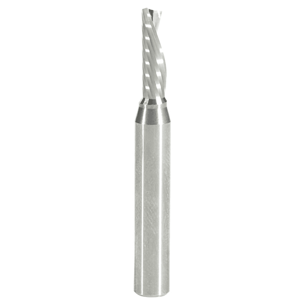 3/16" x 2" Down-Cut 'O' Plastic Cutting CNC Spiral Router Bit, 1-Flute, 1/4" Shank