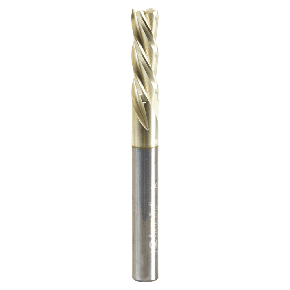 1/4" Dia x 3/4" Solid Carbide CNC Spiral Router Bit for Glass Reinforced Plastic Cutting, 1/4" Shank Down-Cut ZrN Coated Router Bit