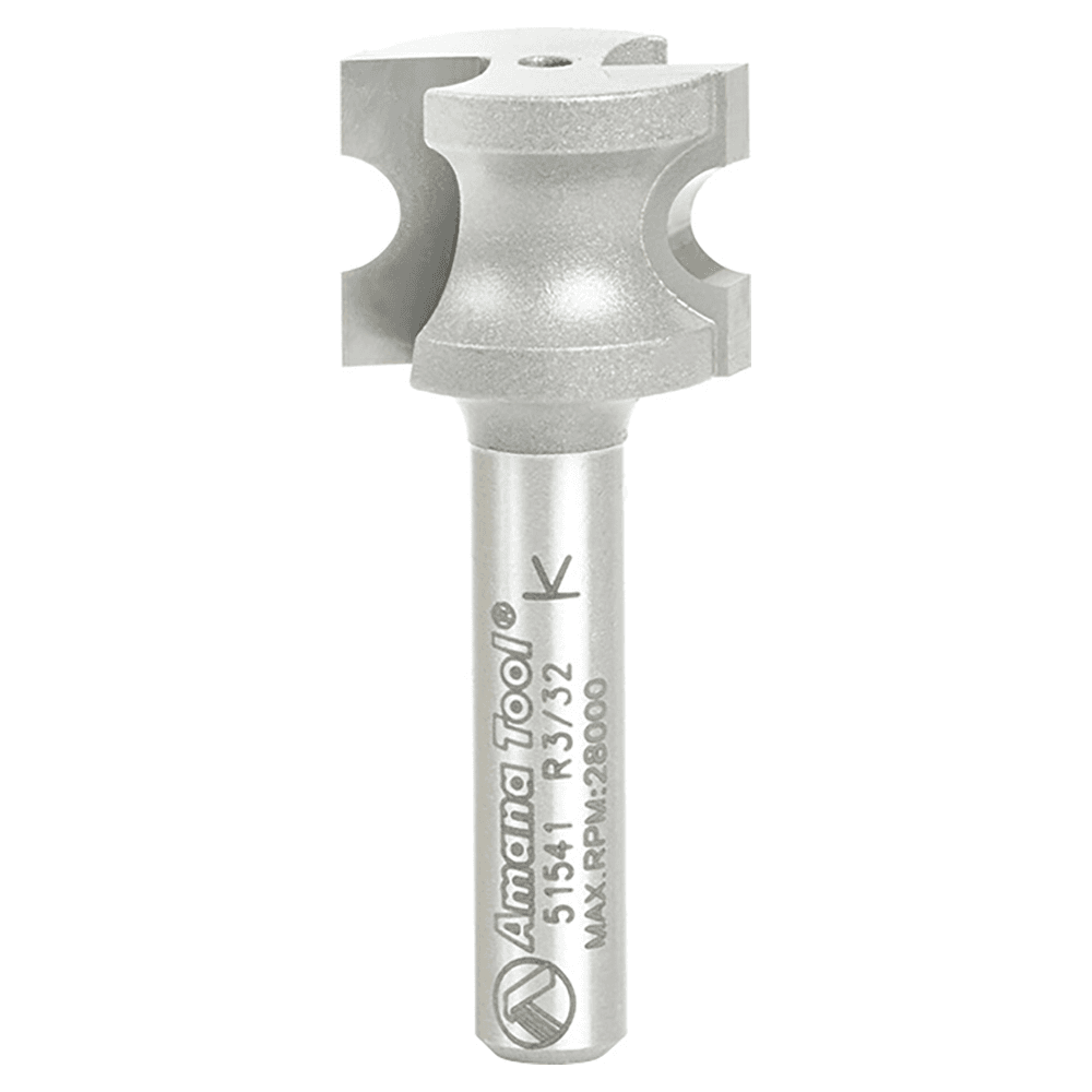 21/32" x 3/32" Radius Bull Nose Router Bit, 2-Flute, 1/4" Shank