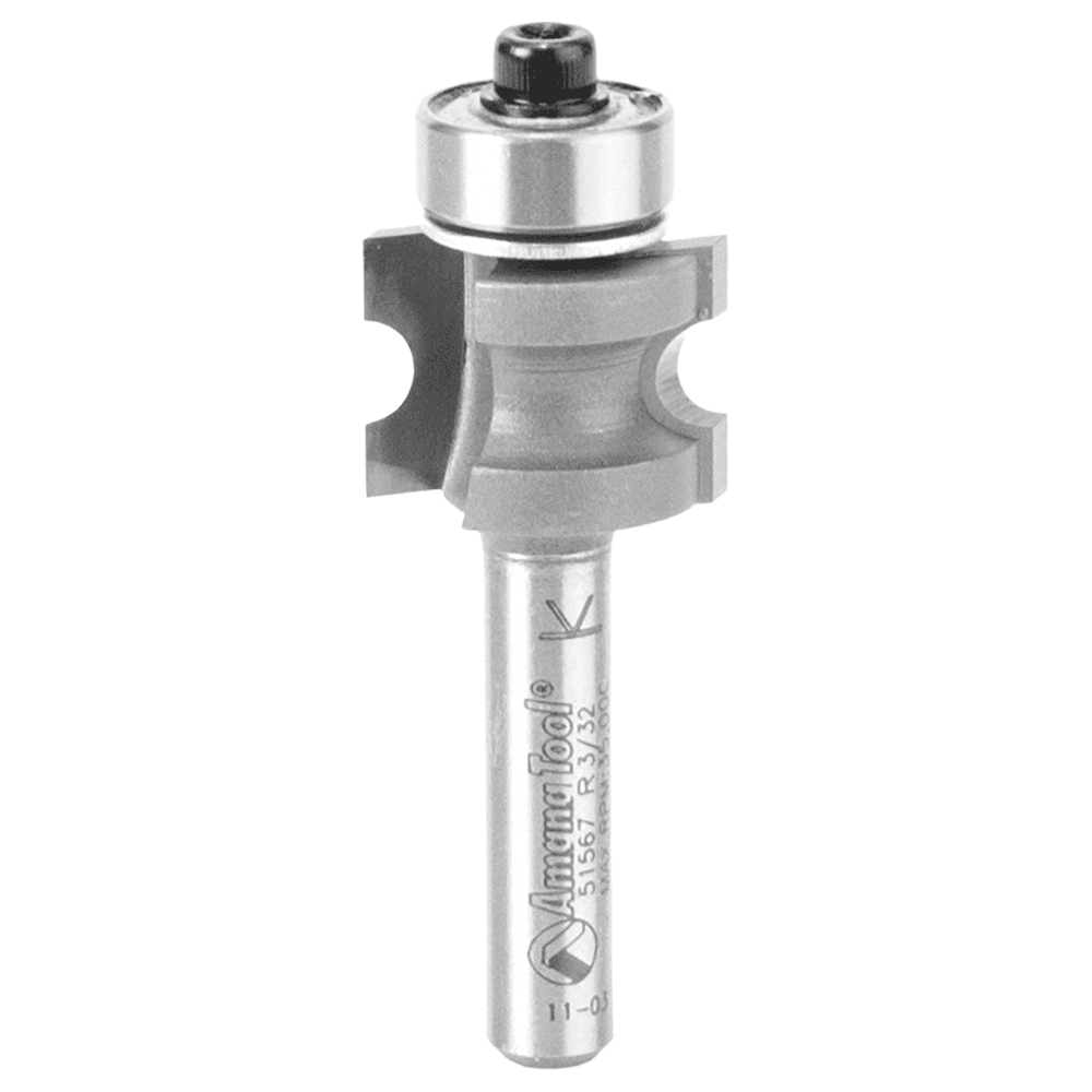 11/16" Dia x 1/2" Carbide Tipped Bull Nose Bit, 3/32" Radius, 1/4" Shank