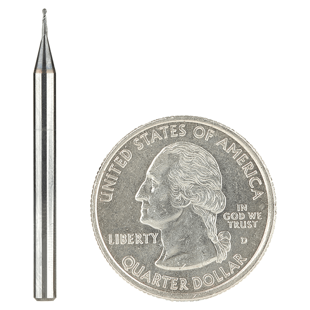0.025" AlTiN Coated CNC Steel Ball End Mini Mill Bit, 2-Flute