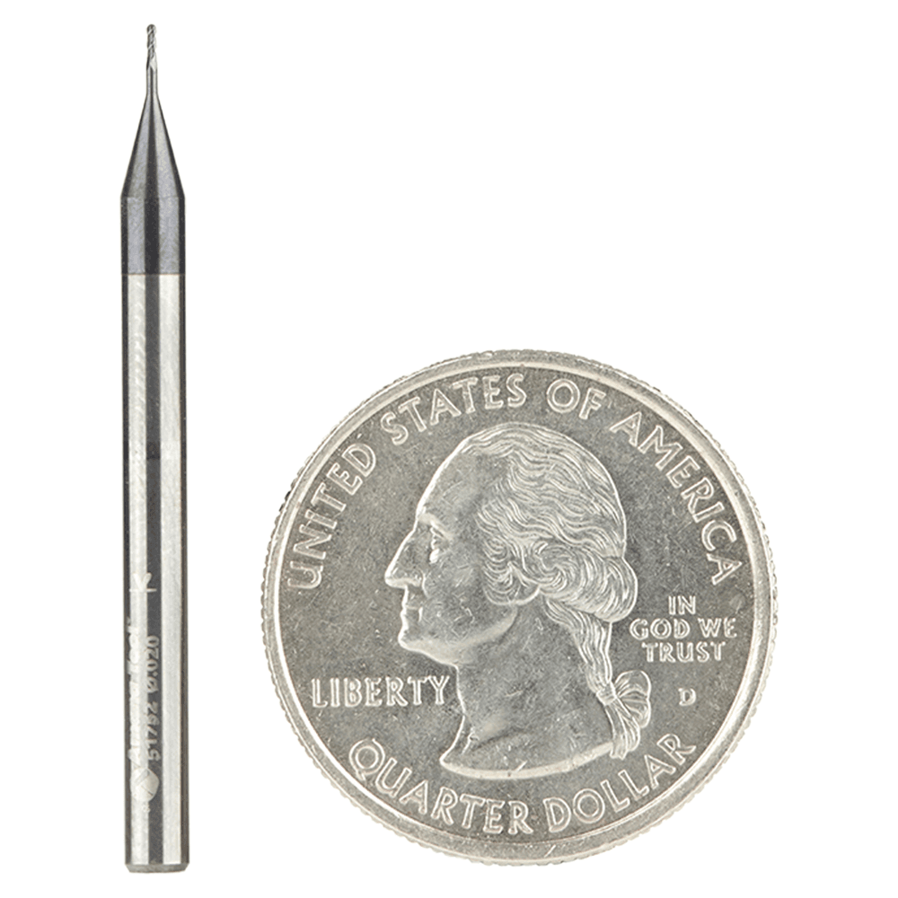 0.020" AlTiN Coated CNC Steel Ball End Mini Mill Bit, 4-Flute