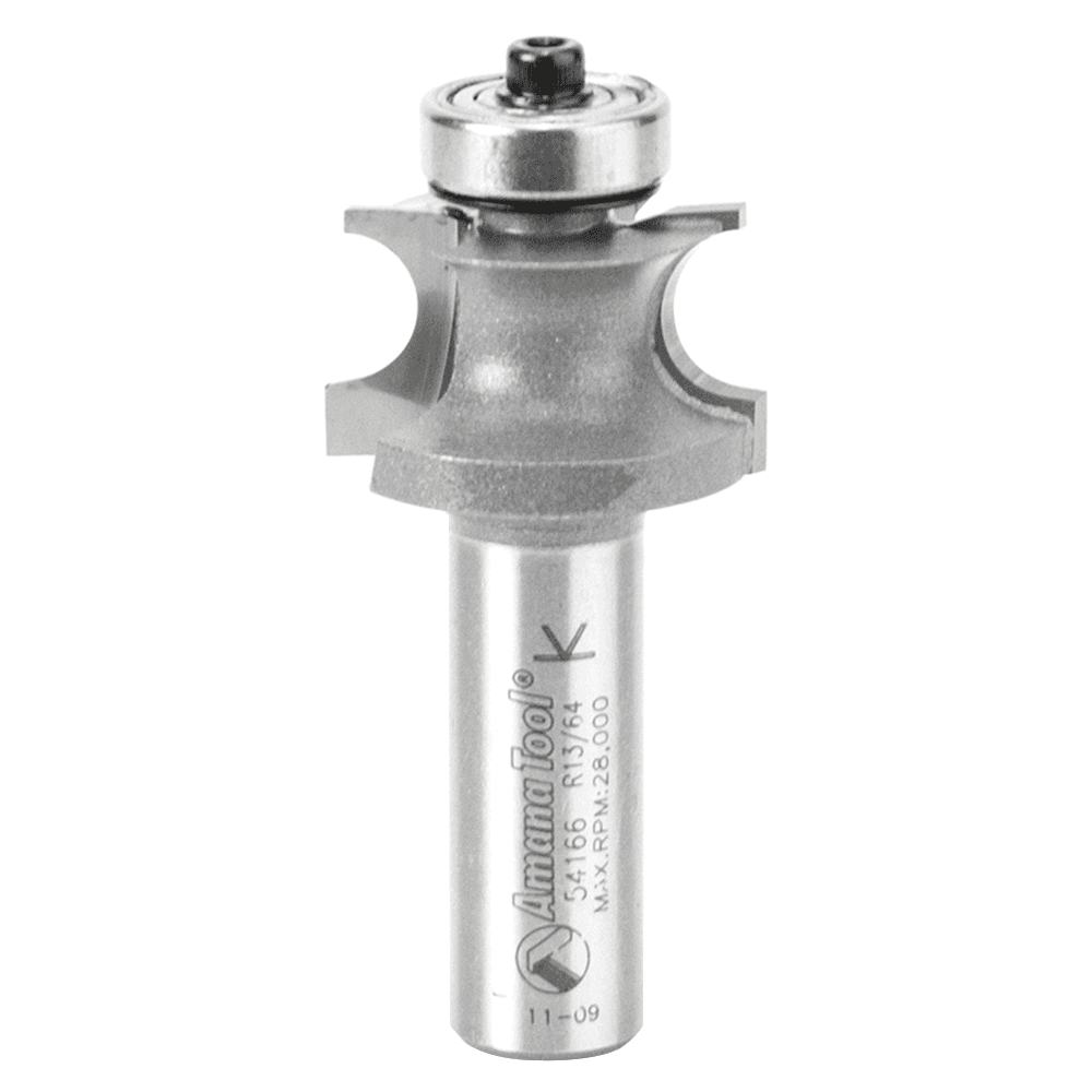 1-1/8" x 3/16" Radius Corner Bead Router Bit with Ball Bearing, 2-Flute, 1/2" Shank