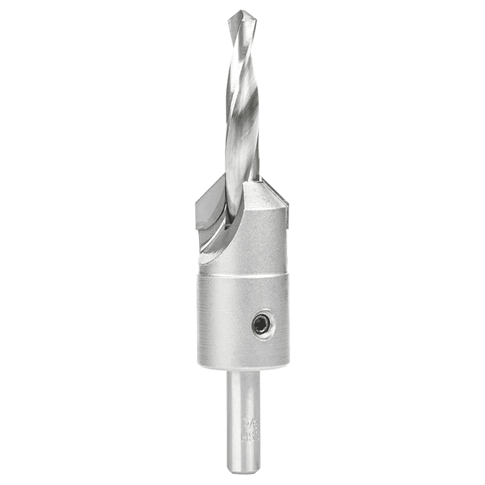 1" x 4-15/16" Carbide Tipped Shankless Countersink Bit with Slow Spiral Drill Bit, 3/8" Shank