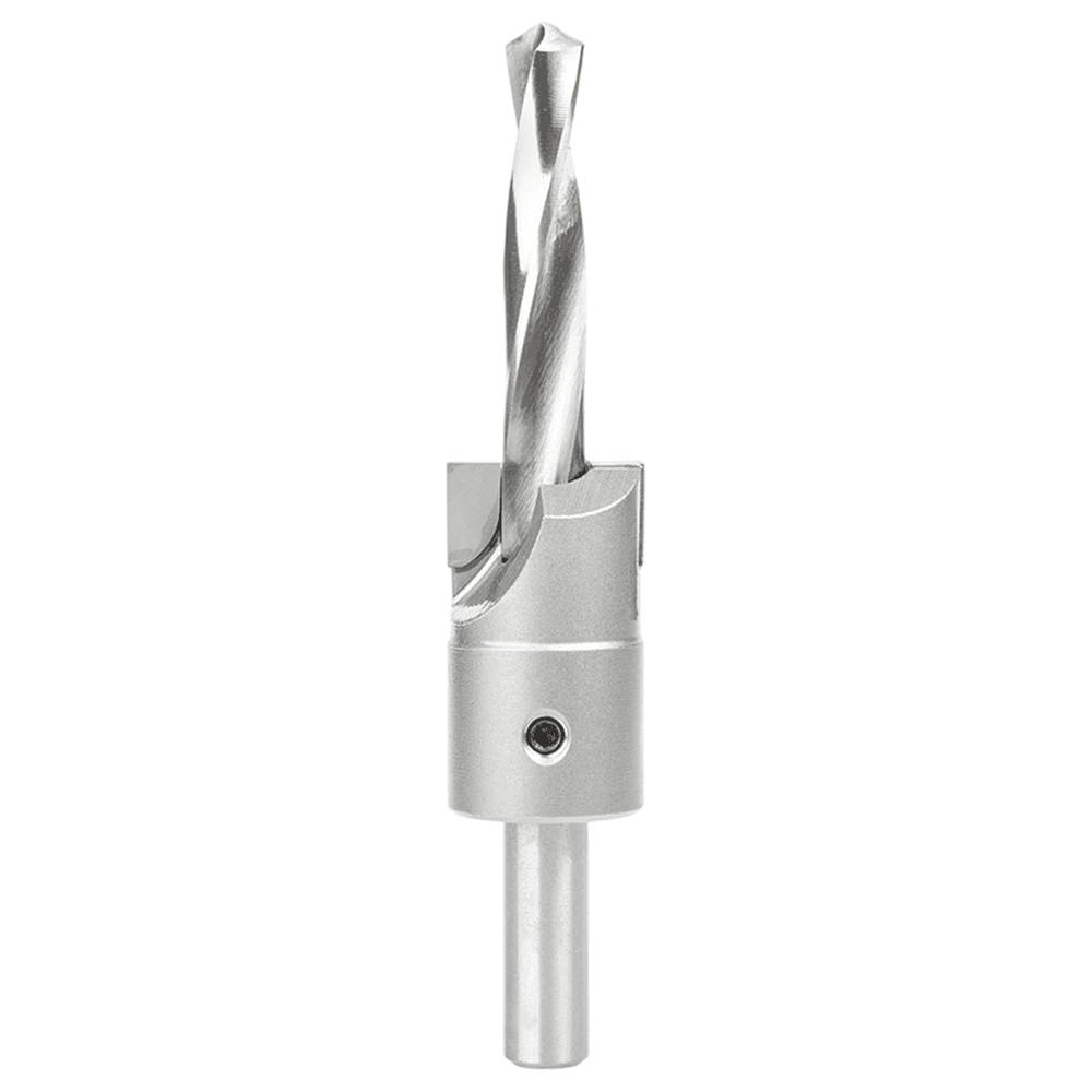 1-1/8" Dia x 1/2" Carbide Tipped Shankless Counterbore with Slow Spiral Drill, 1/2" Drill Shank