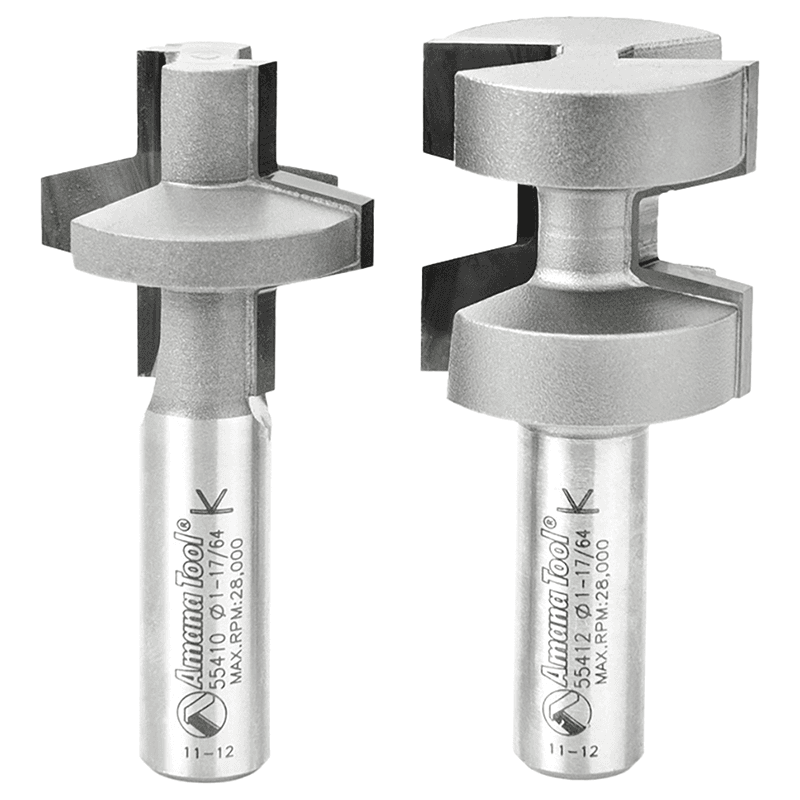 1-1/4" 2-Piece Wedge Tongue/Groove Bit, 2-Flute, 1/2" Shank