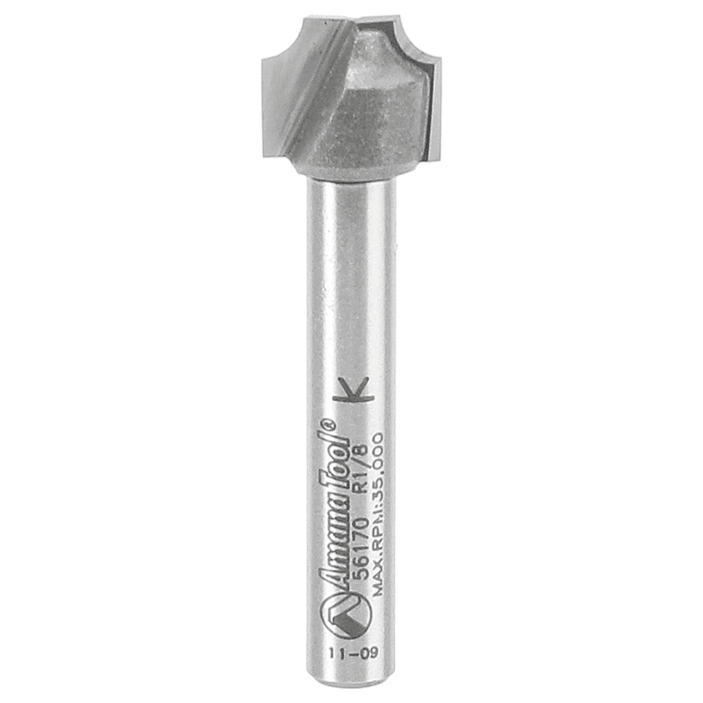 1/2" Dia x 3/8" Carbide Tipped Plunge Beading Bit, 1/8" Radius, 1/4" Shank