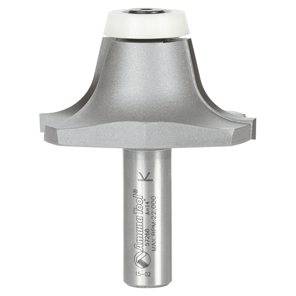 2-3/16" Dia x 63/64" Carbide Tipped Undermount Bowl Solid Surface Round Over Bit, 14°, 1/2" Shank