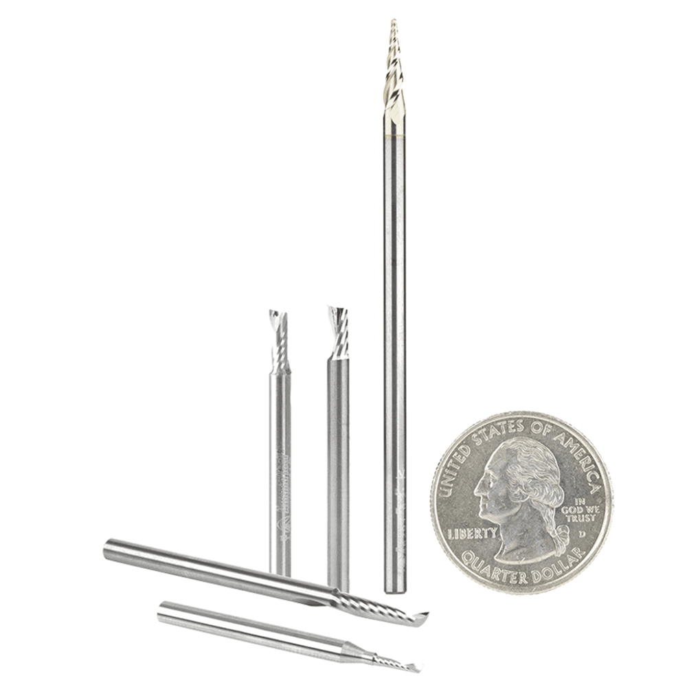 5-Piece CNC Aluminum Cutting 'O' Spiral Router Bit Pack, 1/8" Shank