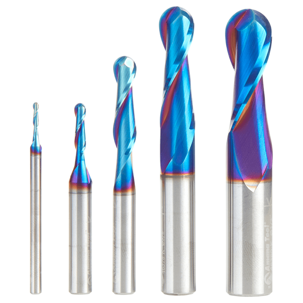 5-Piece Spektra Extreme Tool Life Coated Up-Cut Spiral Ball Nose Router Bit