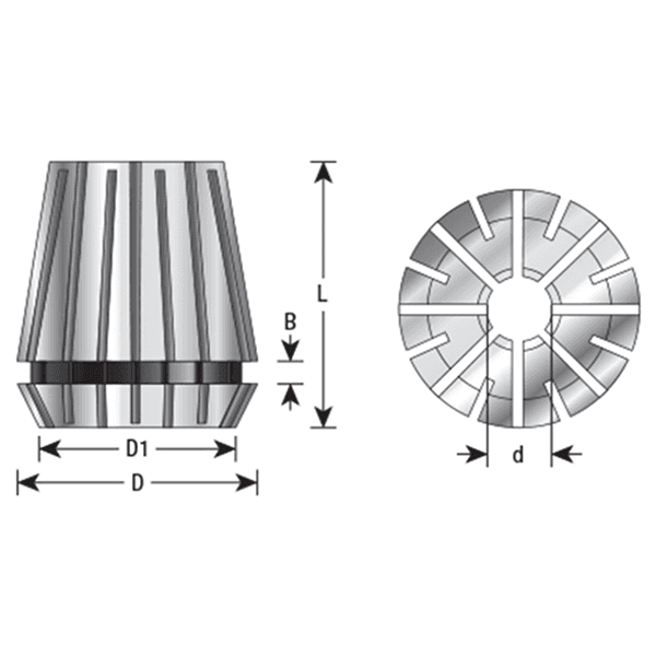 6-7mm x 46mm CO-206 6-7mm CNC High Precision Spring Collet for ER40 Tool Holder